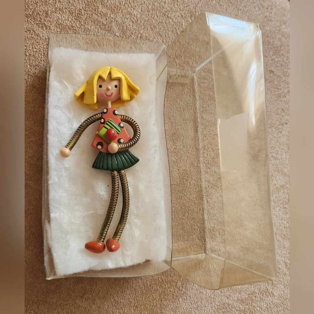 Movable Legs/Arms Funny Legs Pin Brooch Hand Painted Vintage